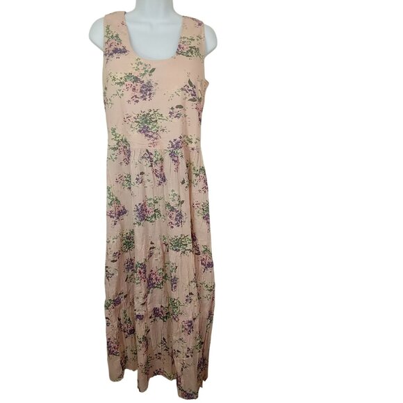 Vintage 90s 2-pc Set Floral Tank Dress & Cardigan Sweater Knit Blush Pink M/L - Picture 4 of 16
